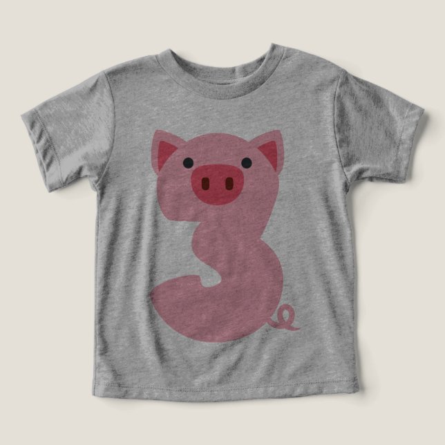 Número 3 Animales De Cerdo Temáticos Niños De 3 Añ (Diseño delantero )