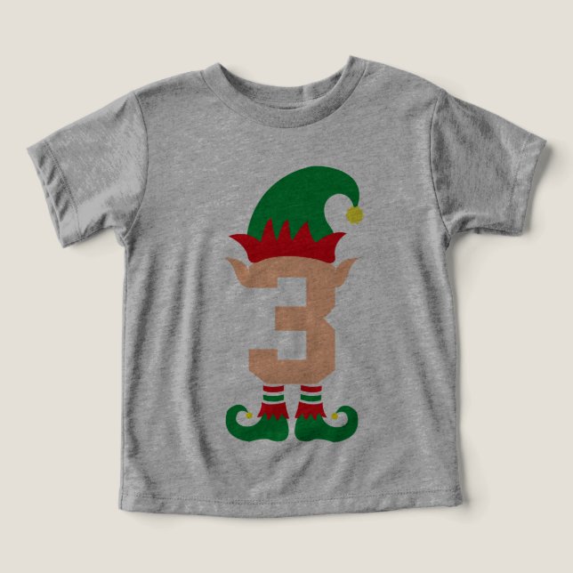 Número 3 Tema De Navidad Elf Niños De 3 Años (Diseño delantero )