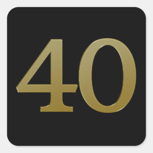 Número 40 Pegatina de Gold Square
