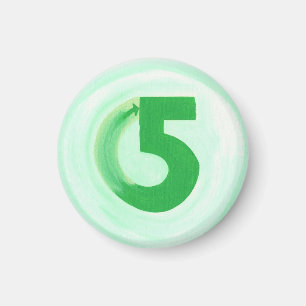 Número 5 imán con verde