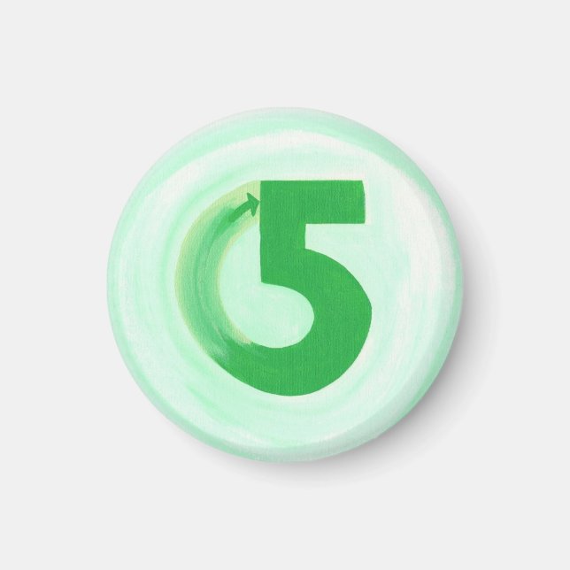 Número 5 imán con verde (Frente)
