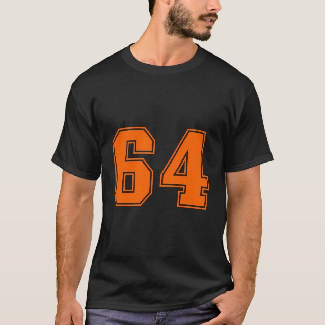Número 64 de Lucky de Jersey Deportivo Naranja (Anverso)