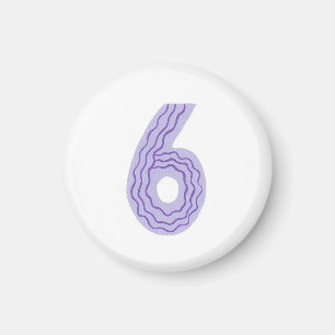 Número 6 imán con lavanda y púrpura