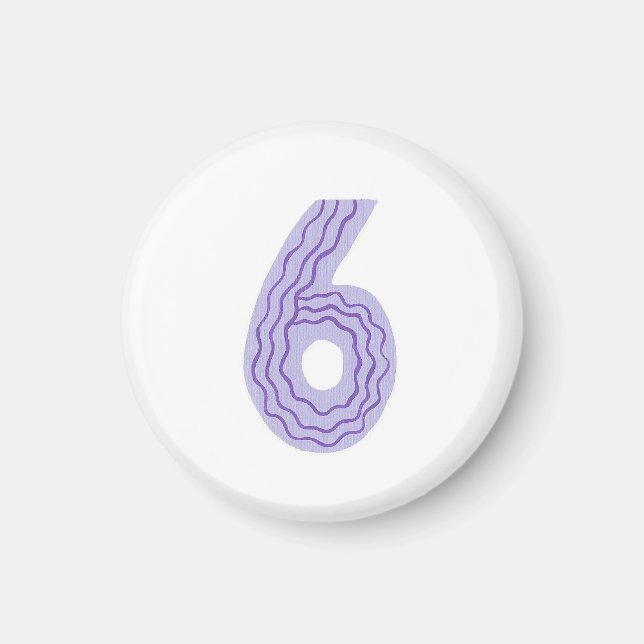 Número 6 imán con lavanda y púrpura (Frente)