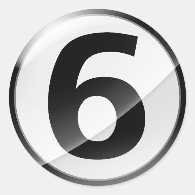 Número 6 pegatina negro (Anverso)
