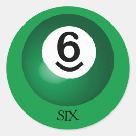 Número 6 Pegatina redondo de bolas de billar