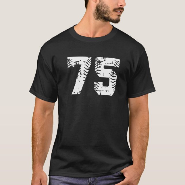 Número 75 de Softball Baseball Jersey Grunge Lucky (Anverso)