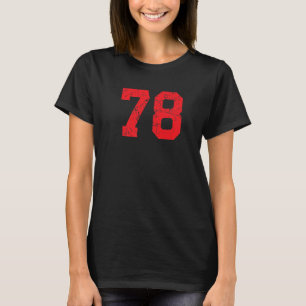 Número 78 Sports Jersey Red Distressed Vintage Lu