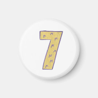 Número 7 imán con oro y púrpura
