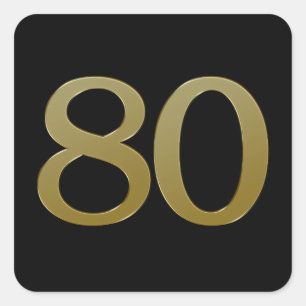 Número 80 Pegatina de Gold Square