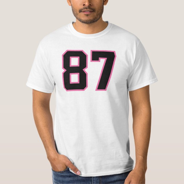 Número 87 Deportes Jersey Rosa Negro Lucky No. (Anverso)