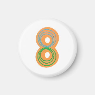 Número 8 imán con naranja, azul y verde