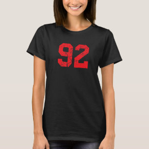 Número 92 Sports Jersey Red Distressed Vintage Lu