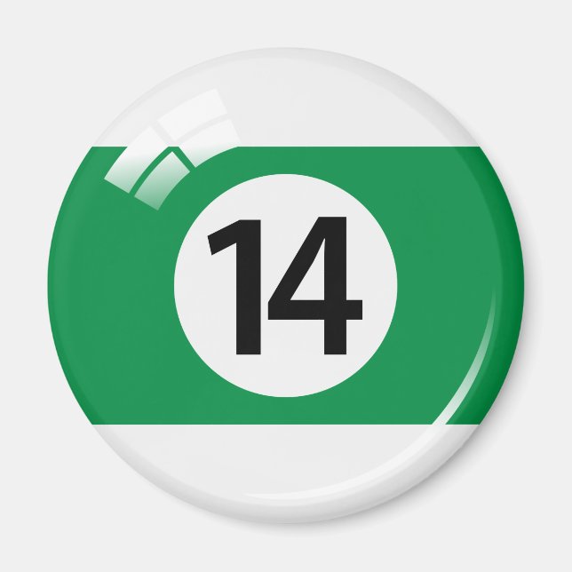 Número catorce imán de refrigerador de bolas de bi (Frente)