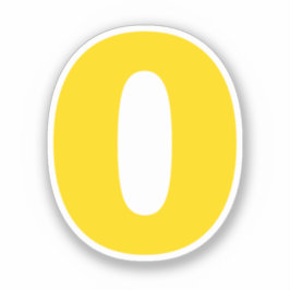 Número cero Oro y Pegatina blanco