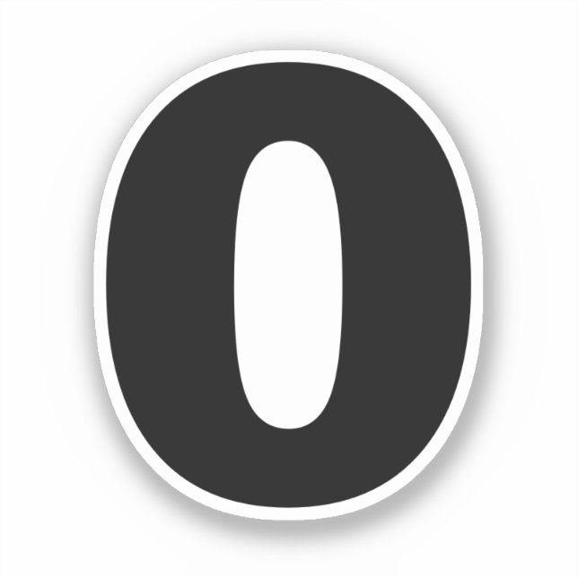 Número cero Pegatina blanco y negro (Anverso)