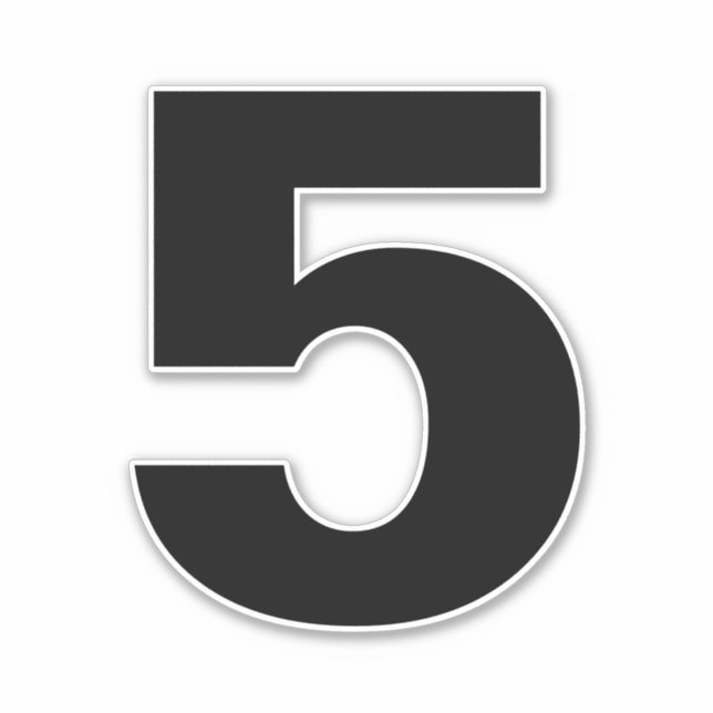 Número cinco Pegatina blanco y negro (Anverso)
