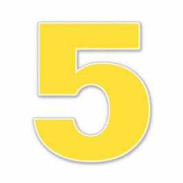 Número cinco Pegatina dorado y blanco