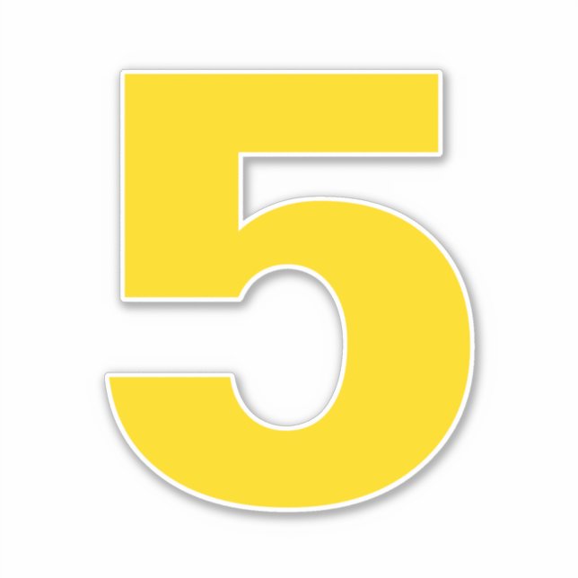 Número cinco Pegatina dorado y blanco (Anverso)