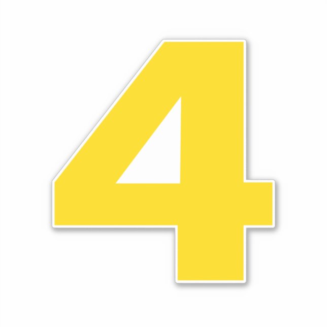 Número cuatro Pegatina dorado y blanco (Anverso)