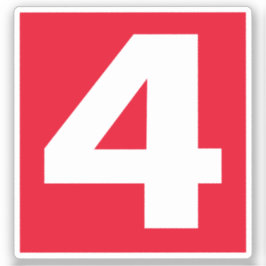 Número cuatro Pegatina rojo y blanco