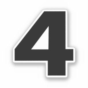 Número cuatro Pegatinas blancos y negros