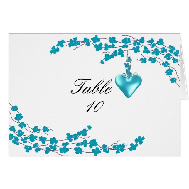 Número de asiento de Aqua Blossom y Heart Table (Anverso (Horizontal))