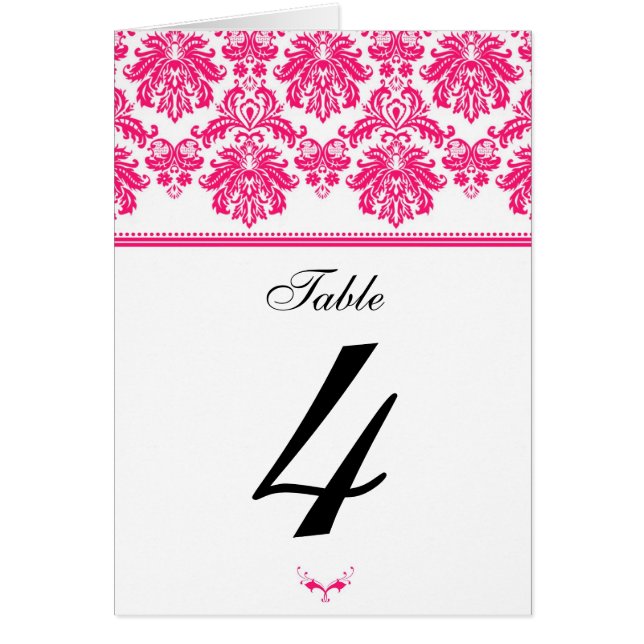 Número de asiento de la mesa de Damasco rosa calie (Frente)