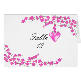 Número de asiento de mesa de flor y corazón rosa