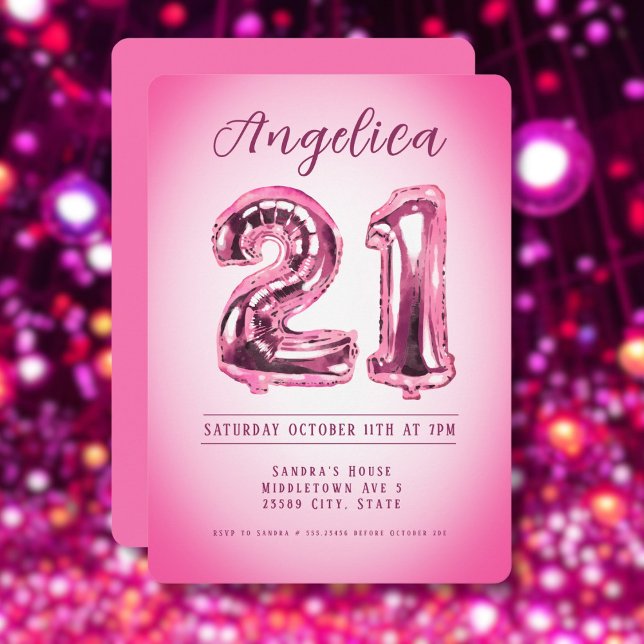 Número de globos Invitación a cumpleaños con guión (Subido por el creador)