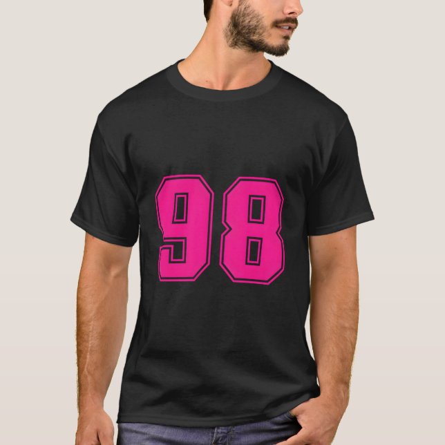 Número de Jersey de Fanático Deportivo Rosa #98 (Anverso)