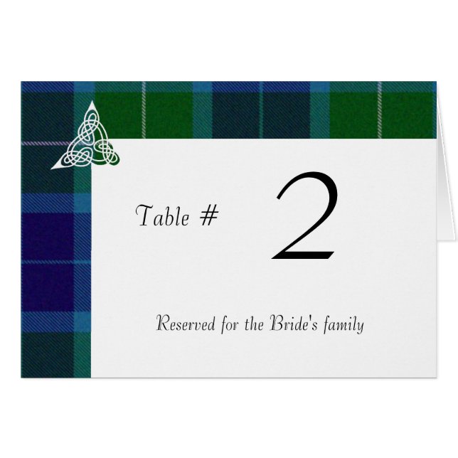 Número de la mesa de recepción de Wallace Plaid &  (Anverso (Horizontal))