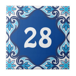 Número de la propia casa, azules y blancos Azulejo