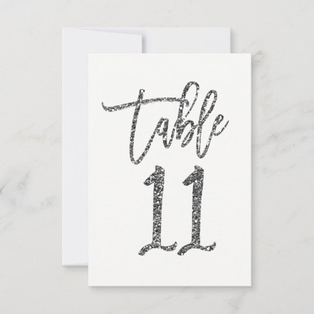 Número de mesa 11 con escritura de moda con brillo (Anverso)