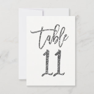 Número de mesa 11 con escritura de moda con brillo