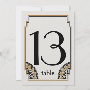 Número de Mesa 13 Art Deco Dorado Elegante
