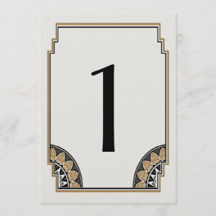 Número de Mesa 1 Art Deco Dorado Elegante