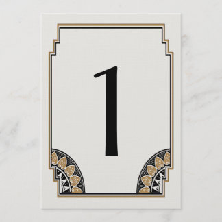 Número de Mesa 1 Art Deco Dorado Elegante
