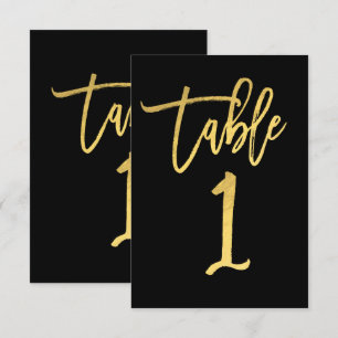 Número de mesa 1 de hoja de oro con letra moderna 