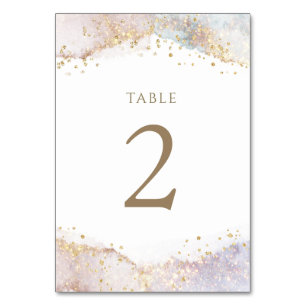 Número de mesa 2 con purpurina falsa de acuarela