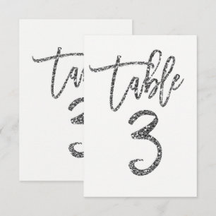 Número de mesa 3 de letra moderna trendy con brill
