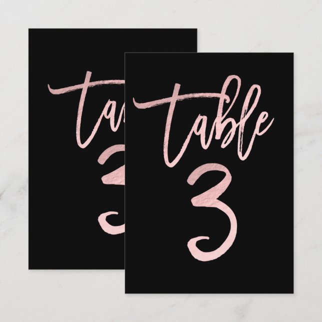 Número de Mesa 3 en Moderno Script con Holografía  (Anverso / Reverso)