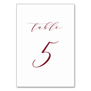 Número de mesa 5 de letra minimalista roja para bo