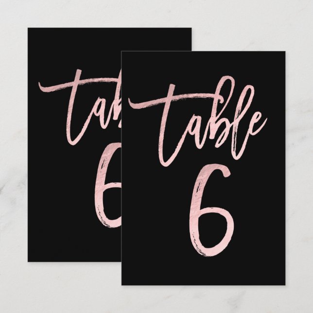 Número de mesa 6 con escritura moderna en hoja de  (Anverso / Reverso)