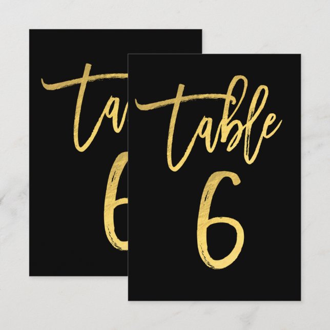 Número de mesa 6 de elegante escritura moderna con (Anverso / Reverso)