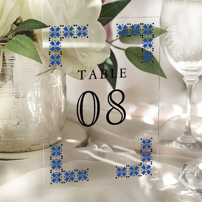 Número de Mesa Acrílico de Boda Ucraniano Azul (Subido por el creador)
