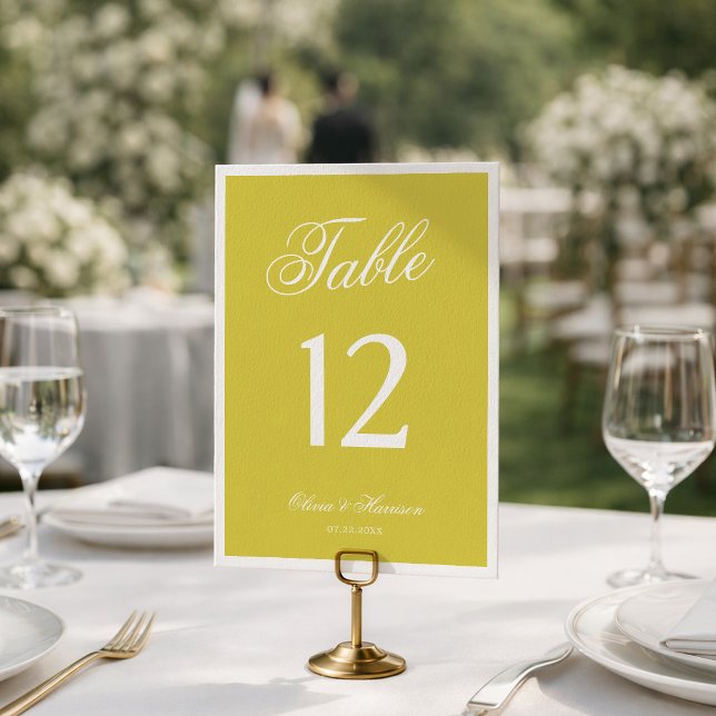 Número de mesa amarillo elegante boda cítrico (Subido por el creador)