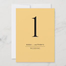 Número de mesa amarillo elegante y sencillo