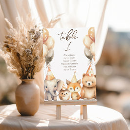 Número de mesa Animales acuarela baby shower