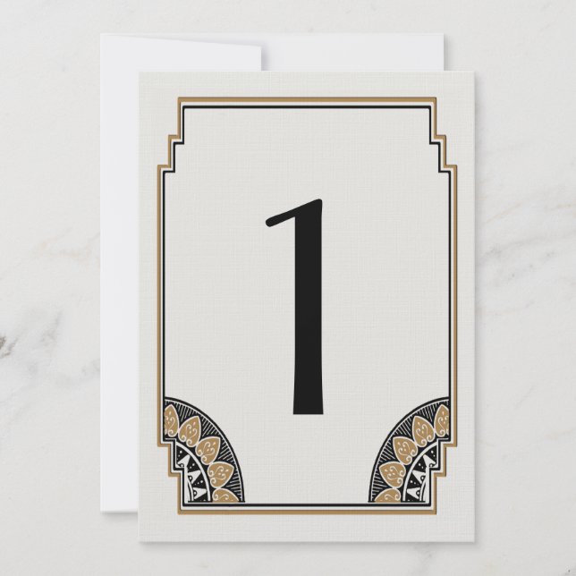 Número de mesa Art Deco Gold Posh 1 (Anverso)